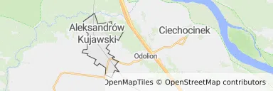 Mapa z zaznaczonym Aleksandrowie Kujawskim