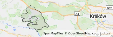 Mapa z zaznaczoną Alwerni