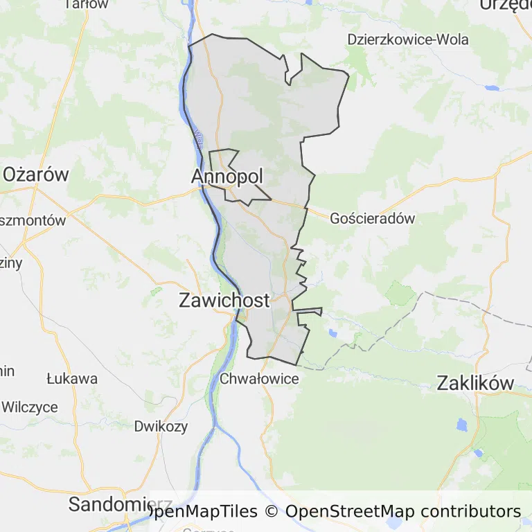 Mapa z zaznaczonym Annopolu