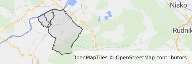 Mapa z zaznaczonym Baranowie Sandomierskim