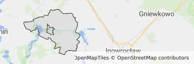 Mapa z zaznaczonym Barcinem