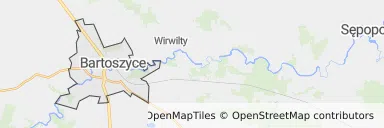 Mapa z zaznaczonymi Bartoszycami