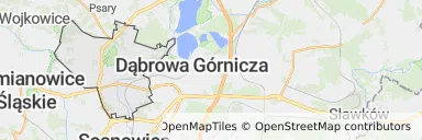 Mapa z zaznaczonym Będzinem