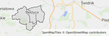 Mapa z zaznaczonymi Bełżycami