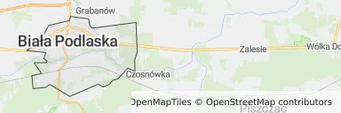 Mapa z zaznaczoną Białej Podlaskiej
