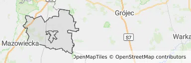 Mapa z zaznaczoną Białej Rawskiej