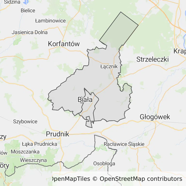 Mapa z zaznaczoną Białej