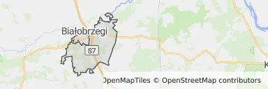 Mapa z zaznaczonym Białobrzegami