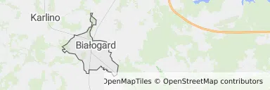 Mapa z zaznaczonym Białogardzem