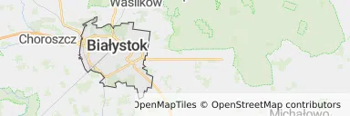 Mapa z zaznaczonym Białymstokiem