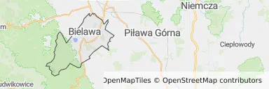 Mapa z zaznaczoną Bielawem