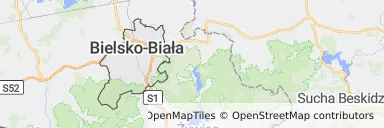 Mapa z zaznaczoną Bielsku-Białej