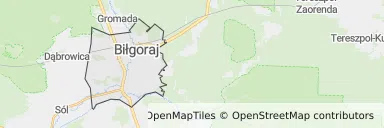 Mapa z zaznaczonym Biłgoraju