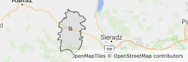 Mapa z zaznaczonym Błaszkami