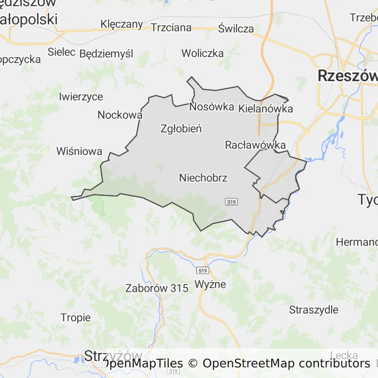 Mapa z zaznaczoną Boguchwale