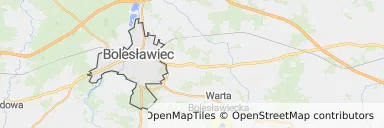 Mapa z zaznaczonym Bolesławcu