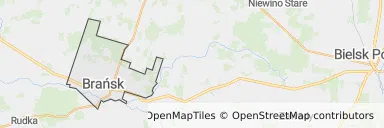 Mapa z zaznaczonym Brańskiem