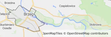 Mapa z zaznaczonym Brzegiem