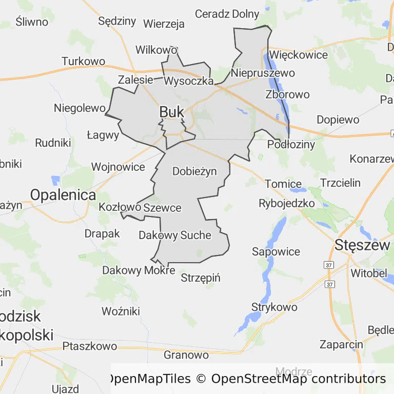 Mapa z zaznaczonym Bukiem
