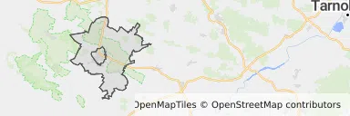 Mapa z zaznaczonym Busku-Zdroju