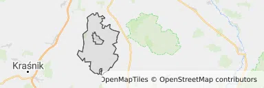 Mapa z zaznaczoną Bychawem