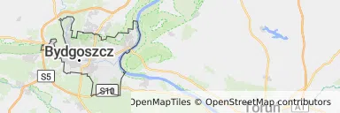 Mapa z zaznaczonym Bydgoszczy
