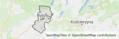 Mapa z zaznaczonym Bytowem