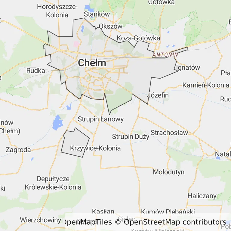 Mapa z zaznaczonym Chełmem