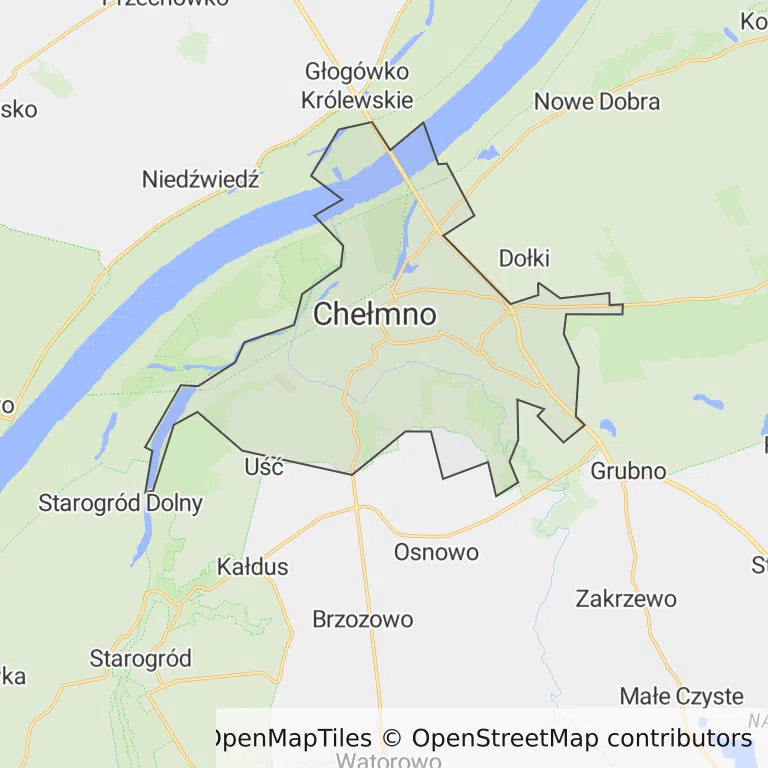 Mapa z zaznaczonym Chełmnem