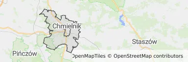 Mapa z zaznaczonym Chmielnikiem