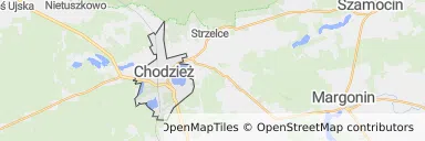Mapa z zaznaczonym Chodzieżu