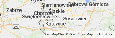 Mapa z zaznaczonym Chorzowem