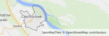 Mapa z zaznaczonym Ciechocinkiem