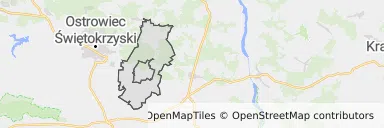 Mapa z zaznaczonym Ćmielowem