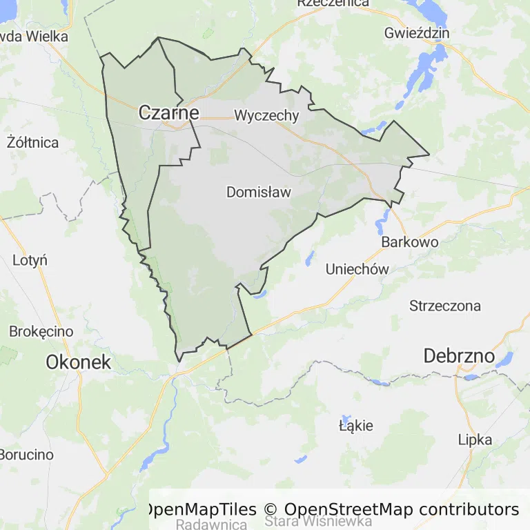 Mapa z zaznaczonym Czarnem