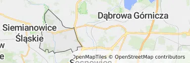 Mapa z zaznaczonym Czeladzi