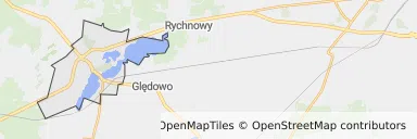 Mapa z zaznaczonym Człuchowem