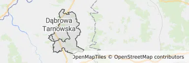 Mapa z zaznaczoną Dąbrowie Tarnowskiej