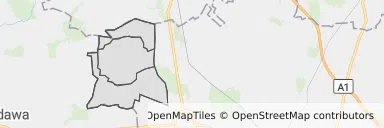 Mapa z zaznaczonymi Dąbrowicami