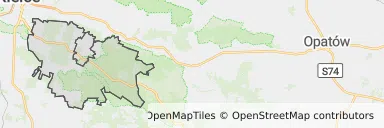 Mapa z zaznaczonymi Daleszycami