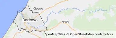 Mapa z zaznaczonym Darłowem