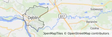 Mapa z zaznaczonym Dęblinem