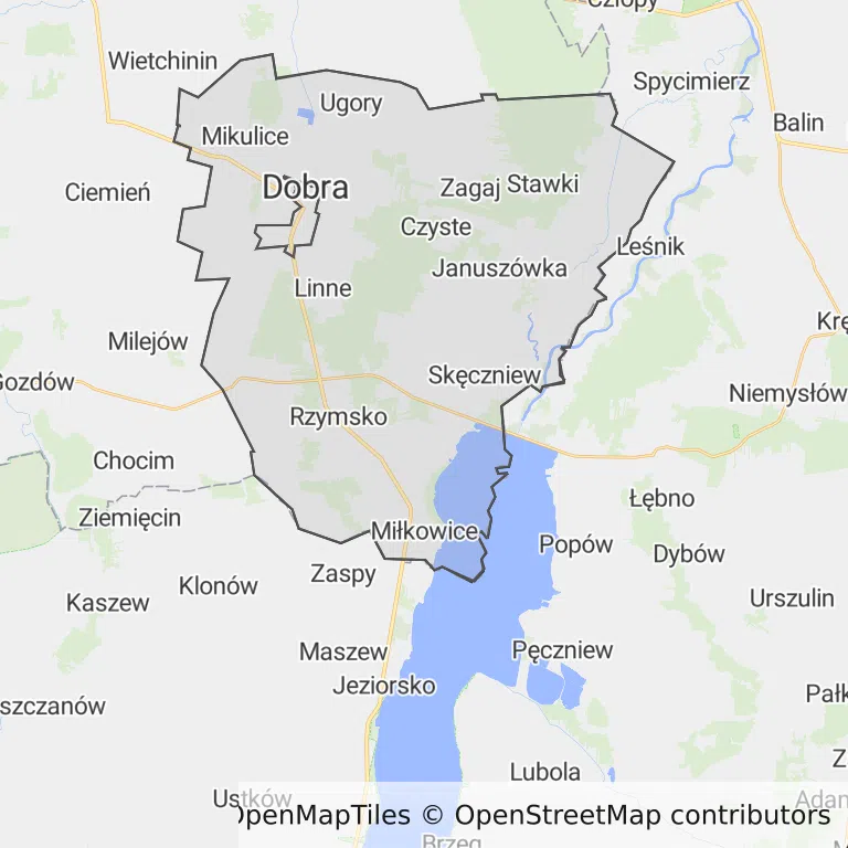Mapa z zaznaczoną Dobrej