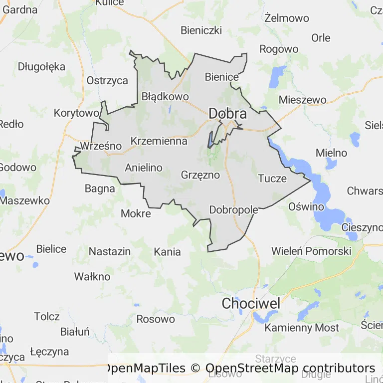 Mapa z zaznaczoną Dobrej