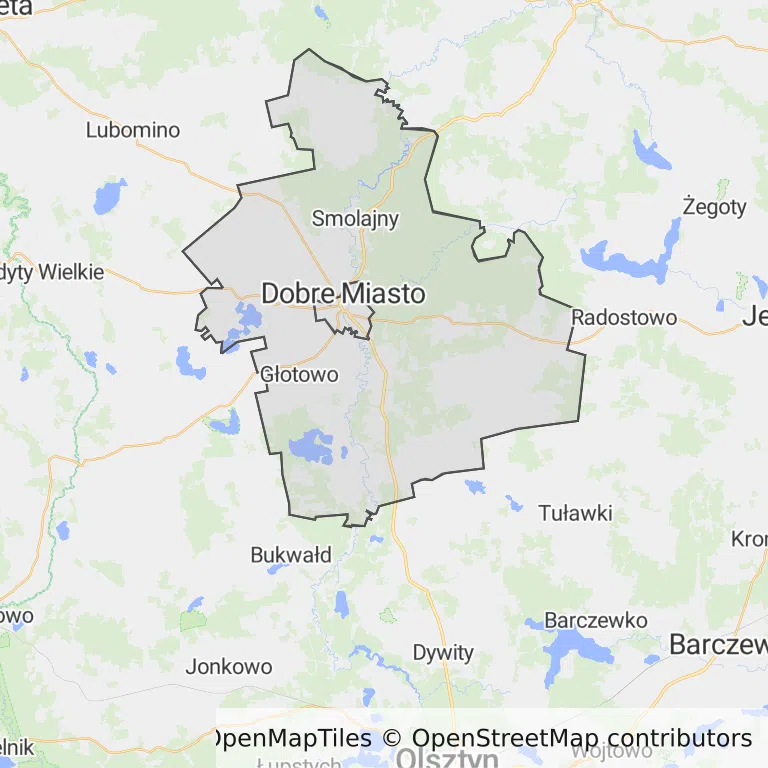 Mapa z zaznaczonym Dobrym Mieścem