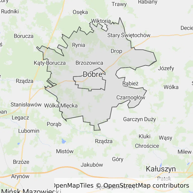 Mapa z zaznaczonym Dobrem