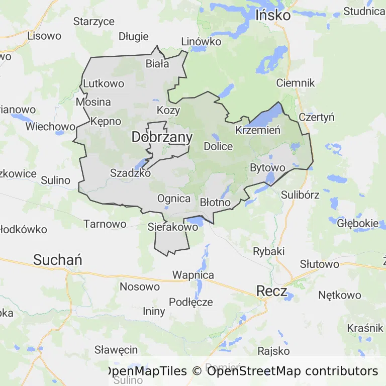 Mapa z zaznaczonym Dobrzanami