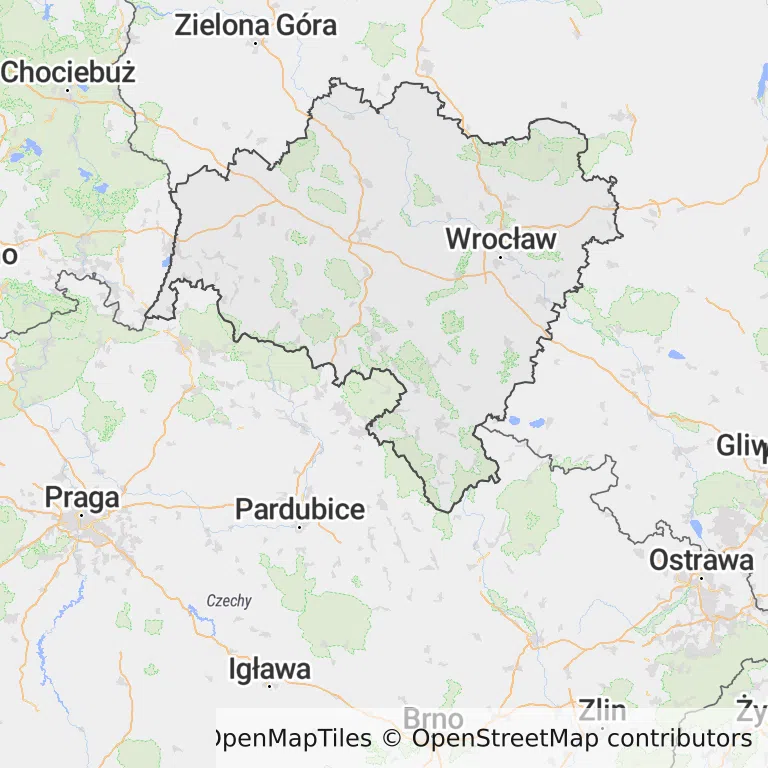Mapa z zaznaczonym województwem dolnośląskim