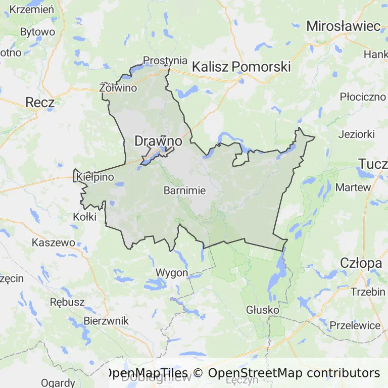 Mapa z zaznaczonym Drawnem