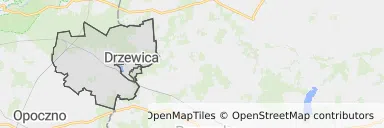 Mapa z zaznaczonym Drzewicy